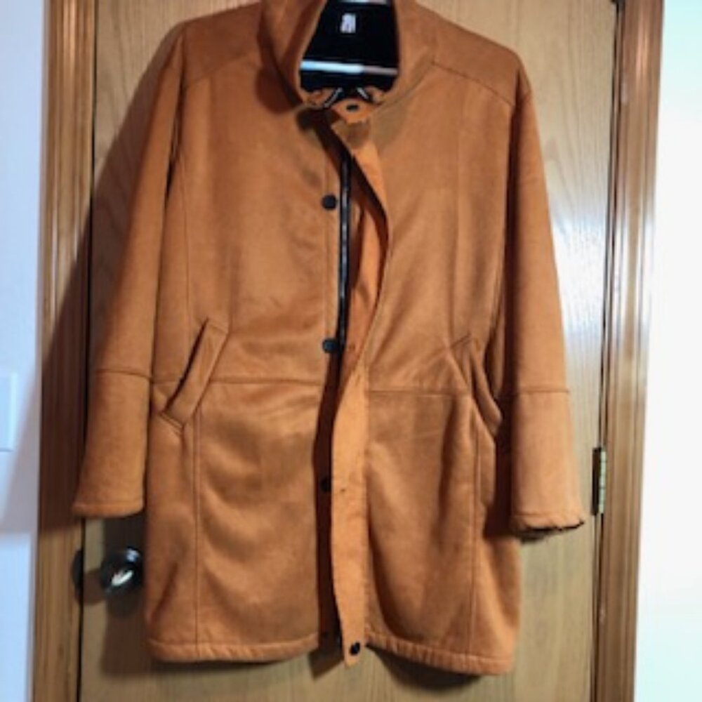 Order Plus Faux Suede Rust Orange Women Winter Jacket 3X 2X Excellent Condition